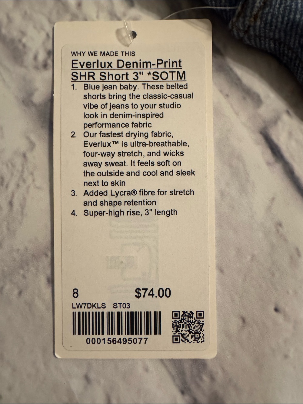 Lululemon Everlux Denim-Print SHR Short 3” - Picture 3 of 5